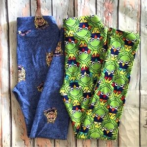 2 Pack Disney MISS PIGGY & KERMIT THE FROG Print Soft LEGGINGS G…